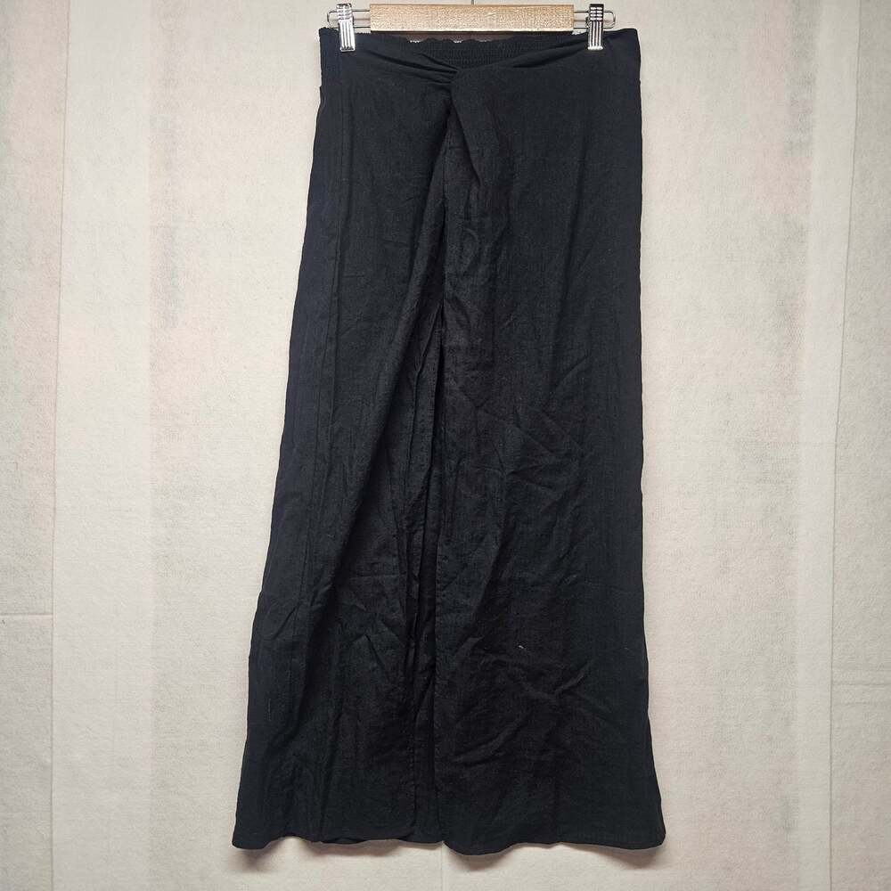 NWT Shade & Shore High Slit Cotton Swim Coverup Maxi Skirt Black Womens Size S
